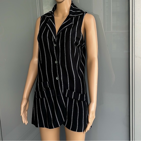 Vintage Black&White Striped Vest Dress - Picture 5 of 13